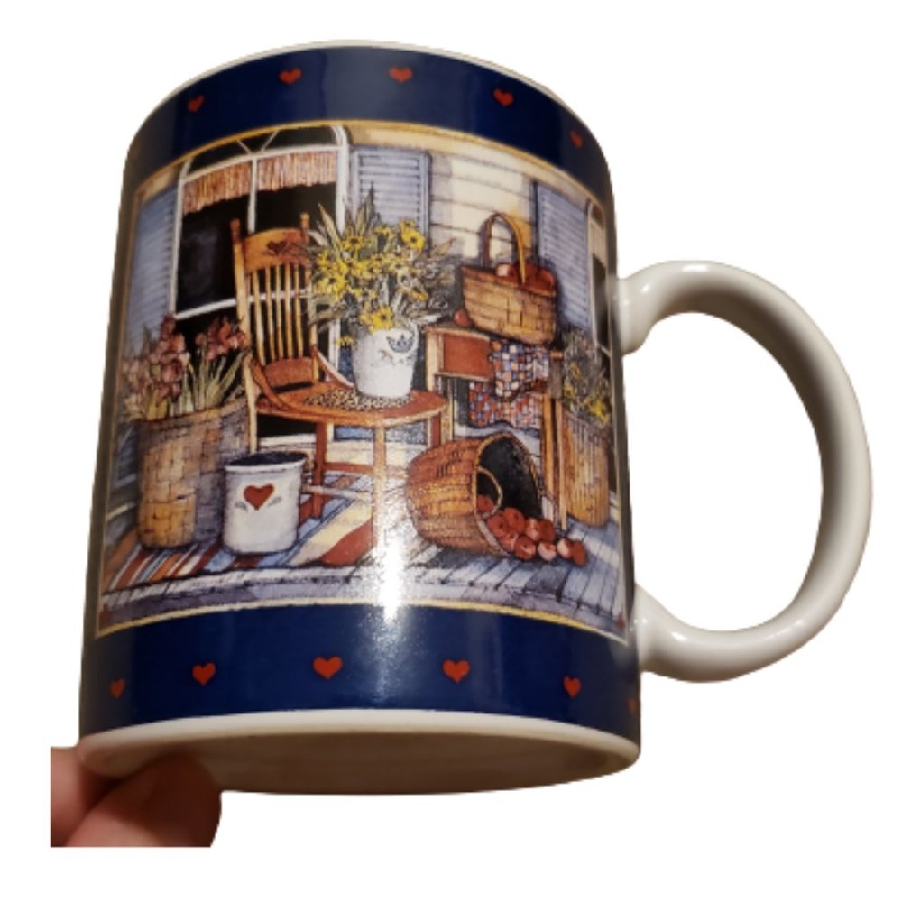 Lang and Wise Flowers on the Porch Coffee Mug 1996 90s Cottagecore